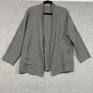 Eileen Fisher Kimono Jacket XS Herringbone Organic Cotton Linen Ramie Lagenlook